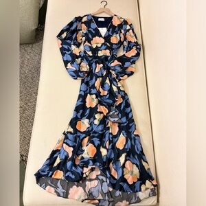 NWT Tanya Taylor Dress - Women's 0 Blue Peach - High Low Maxi Floral Designer